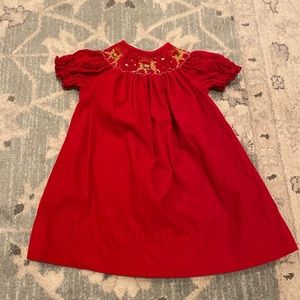 Holiday red smocked dress 18m